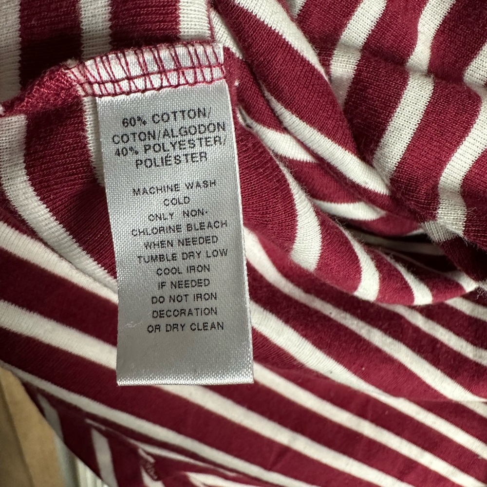 Loft 2X Maroon stripe boatneck long sleeve tee - Picture 3 of 3